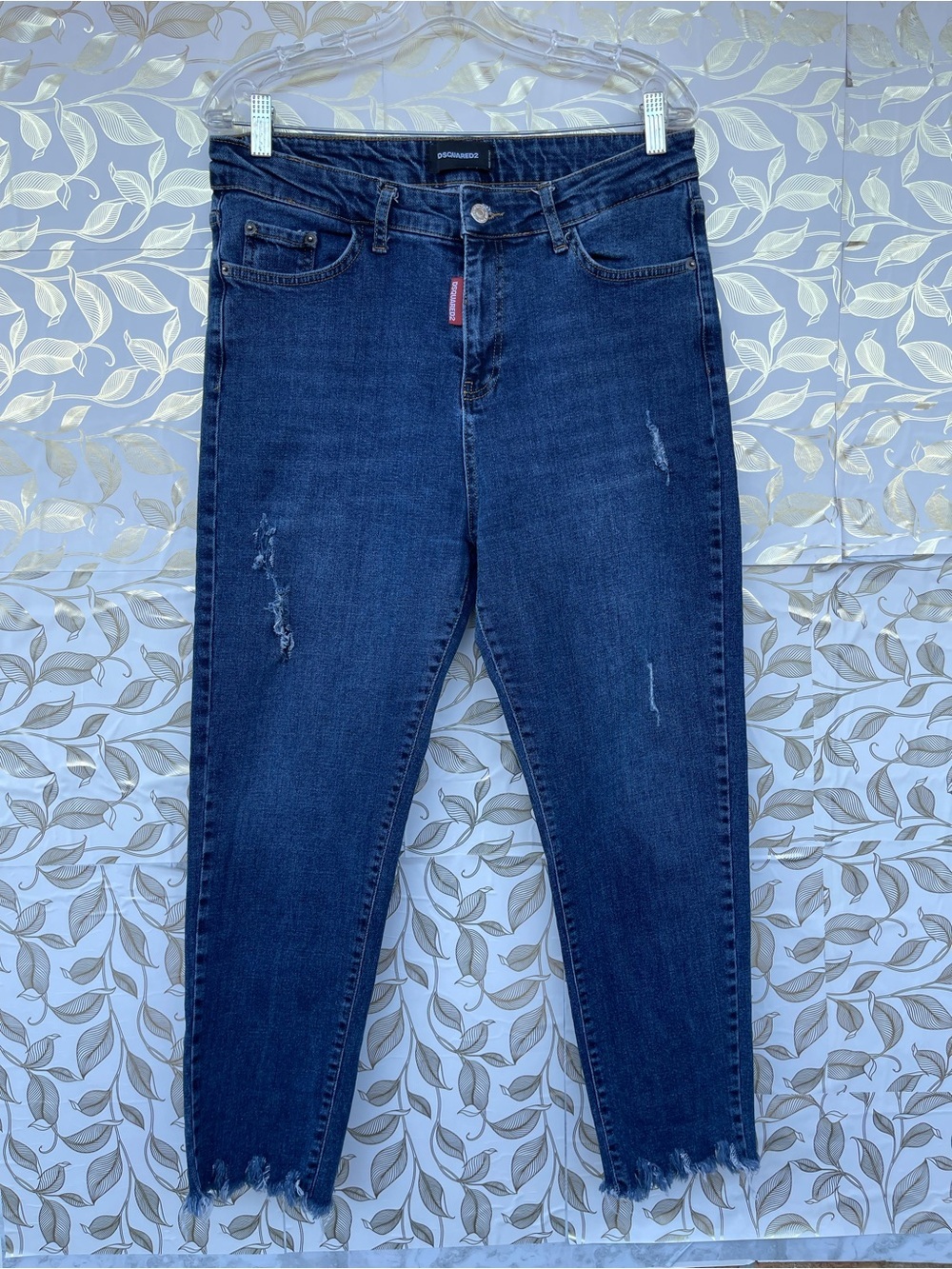DSQUARED2 Cool Guy Distressed Jeans Sz 32 Frayed Hem Italian Designer Grunge